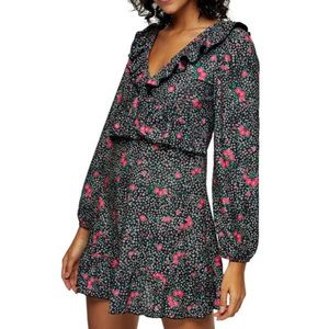 Topshop Double-v Long Sleeve Jersey Minidress 10